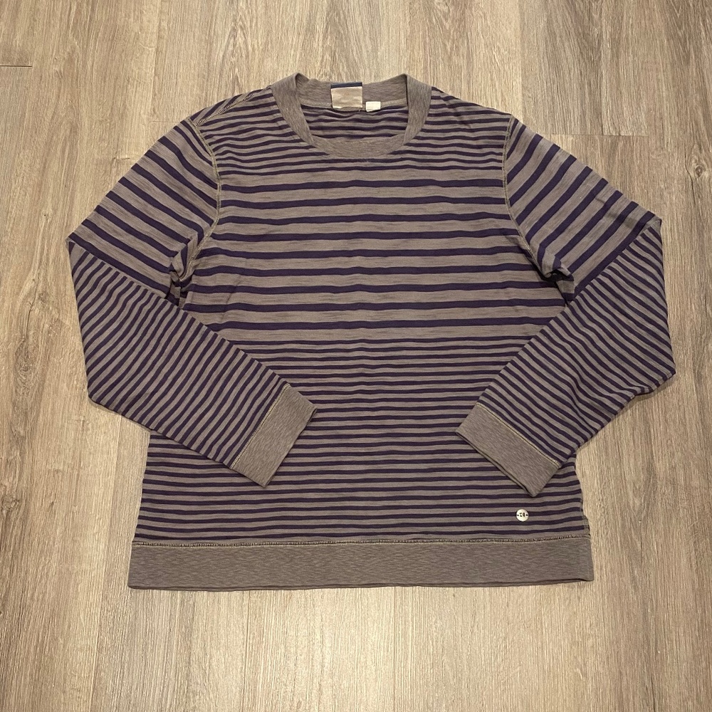 Like New Men's Grey and Purple Striped Sweater Hugo Boss - XL